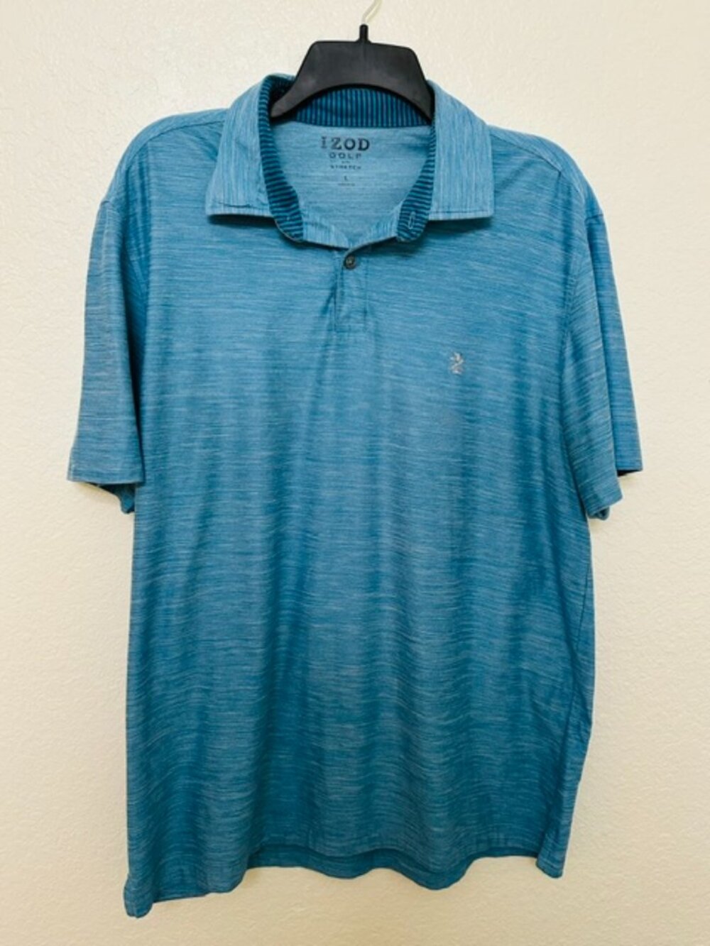 IZOD Golf Performance Polo Shirt Men's Blue Heather Short Sleeve Casual Sz L